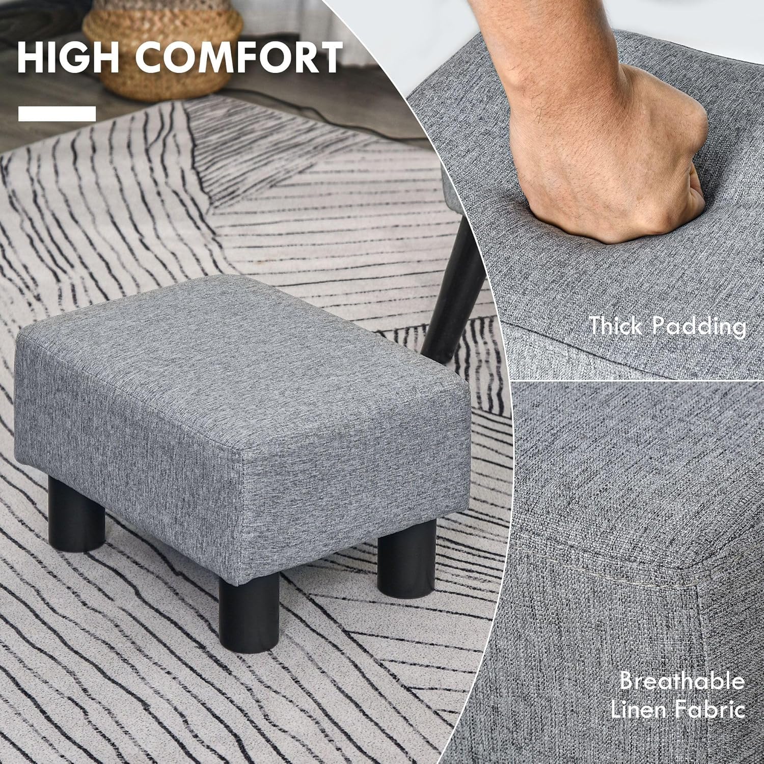 Designer Style Rectangular Footrest Ottoman