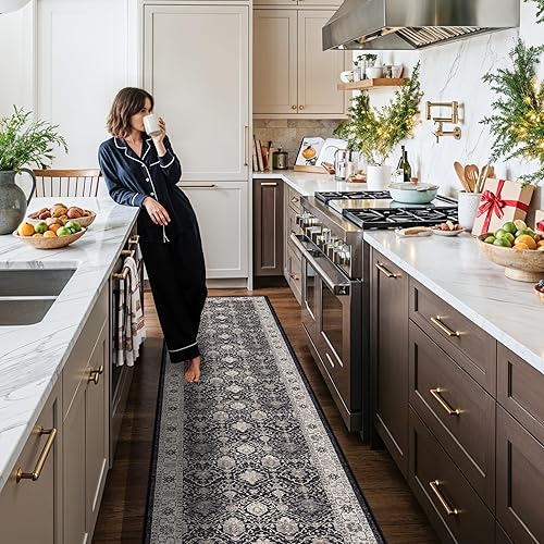 Miniatura 275 de Alfombra lavable para pasillo y de cocina, alfombra de entrada, vintage, suave para el suelo, alfombra antideslizante para interiores, para baño