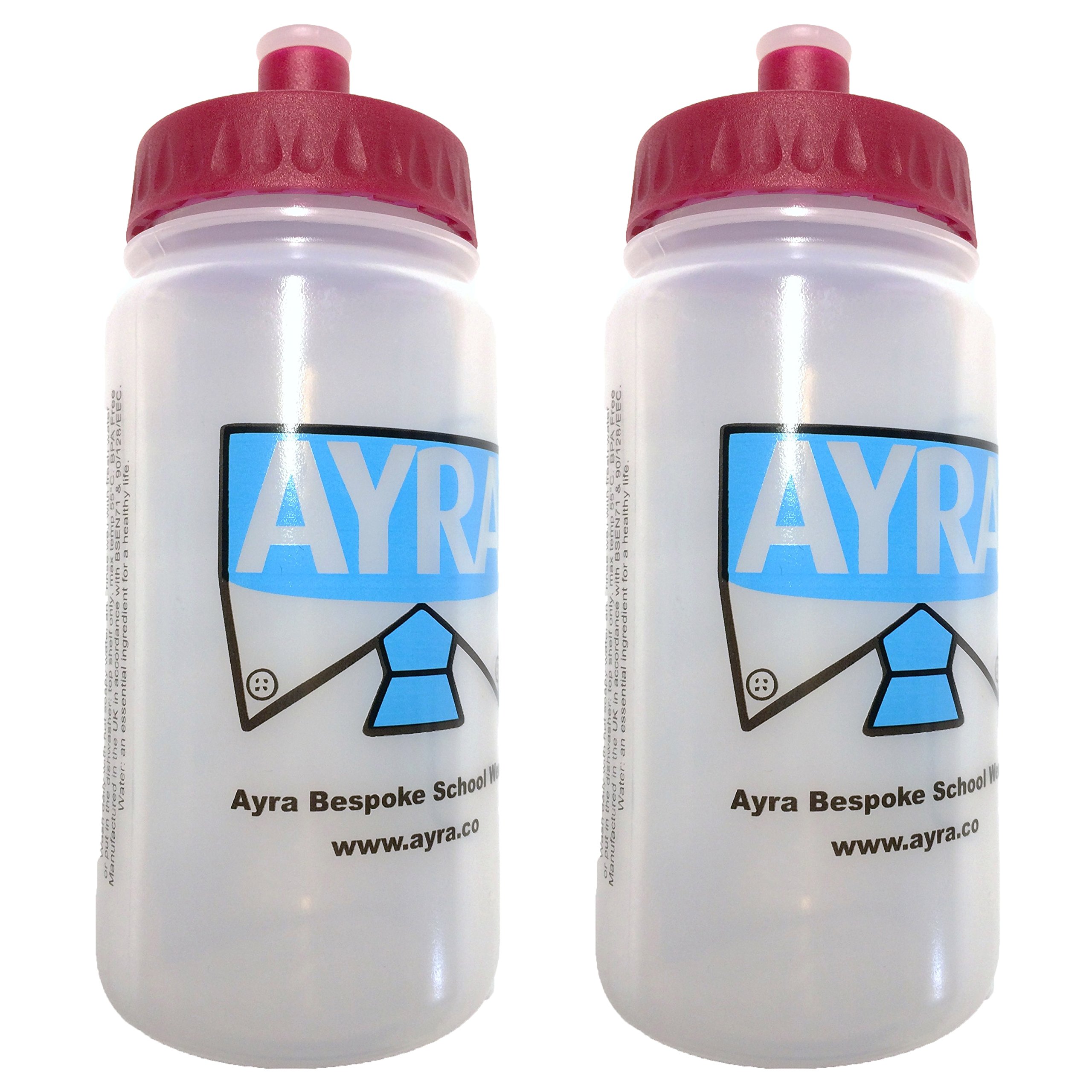 Ayra 2 x New Water Bottles Kids School Lunchbox Dinner Drinks Bottle 500ml (Maroon) — image 1