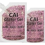 Face, Body & Hair Glitter Gel - Halloween Glitter for Kids and Women - 3 Oz Cosmetic-Grade Gel w/Moon & Stars for Festivals & Halloween Party, Easy Apply & Wash Off - Rose 2Pack