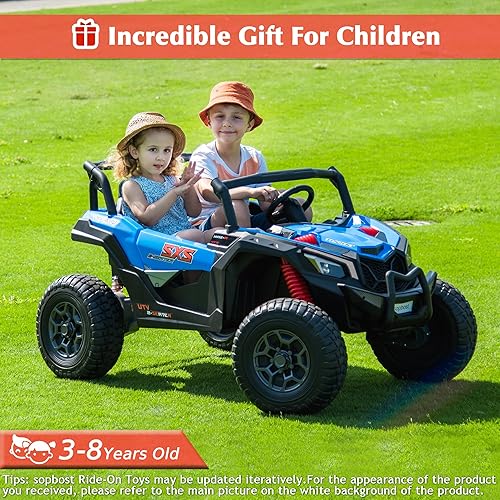 Miniatura 2 de sopbost Vehículo UTV de 24 V para niños de 2 plazas, auto eléctrico a batería con control remoto, vehículos todoterreno SXS de 24 voltios, juguetes
