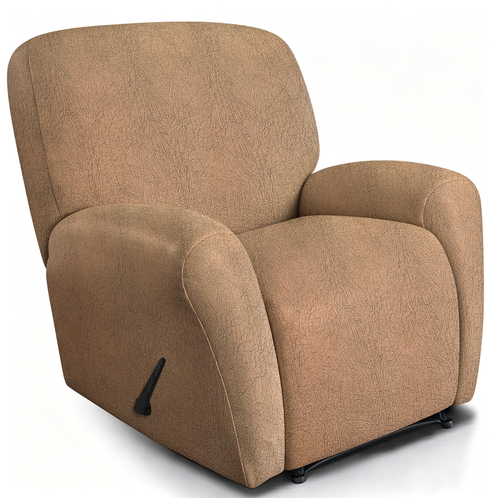 ANARACHON Leather Like Recliner Chair Covers Heavy Duty, 4 Pieces Recliner Cover for Recliner Chair, Leather Cover for Recliner slipcovers Washable for Pets (256Brown)