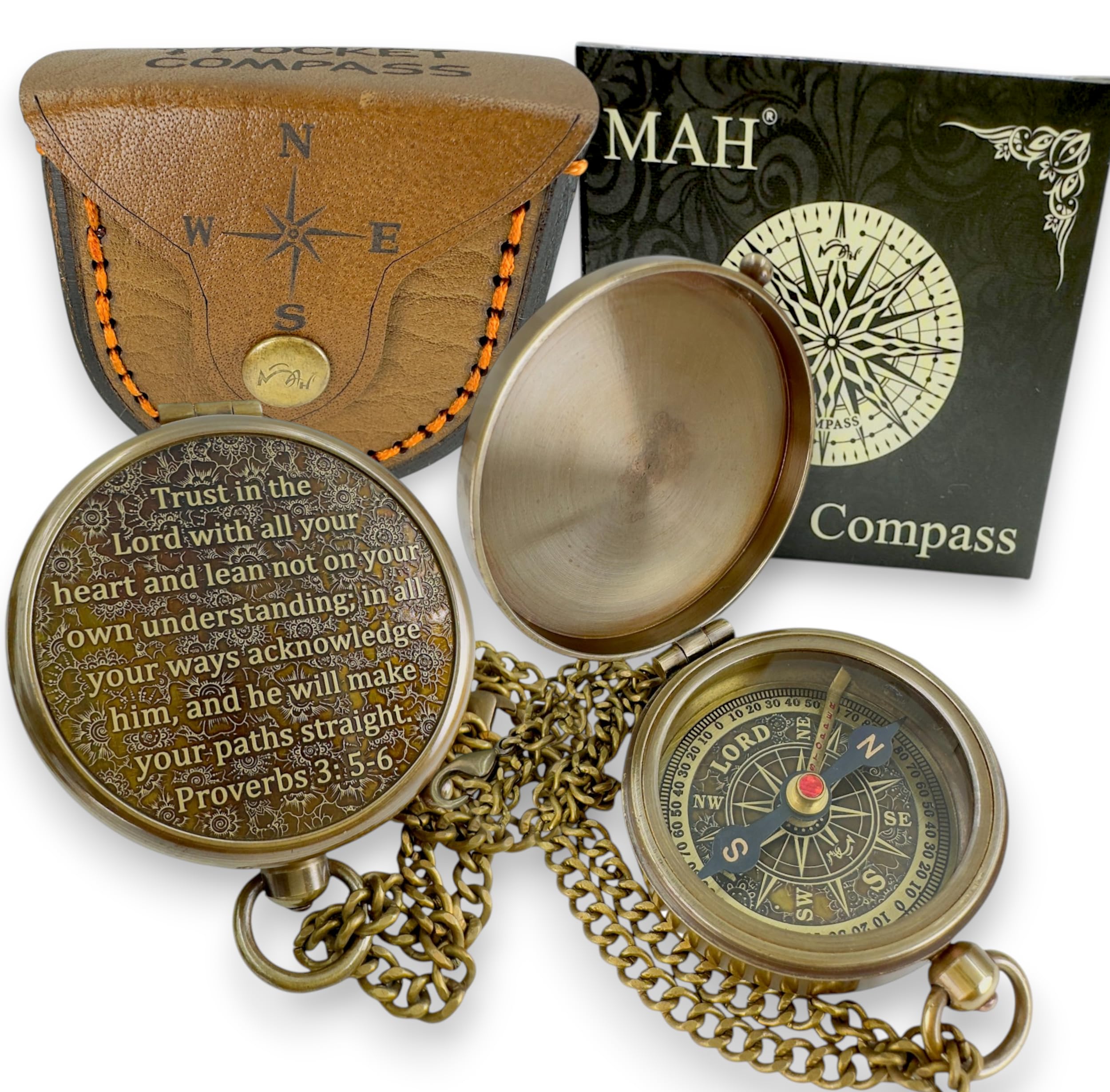 Handmade Religious Brass Compass Gift with Engraved & Embossed Faith Messages – Inspirational Christian Religious Gift Keepsake for Baptism, Confirmation, Christening, First Communion or Christmas