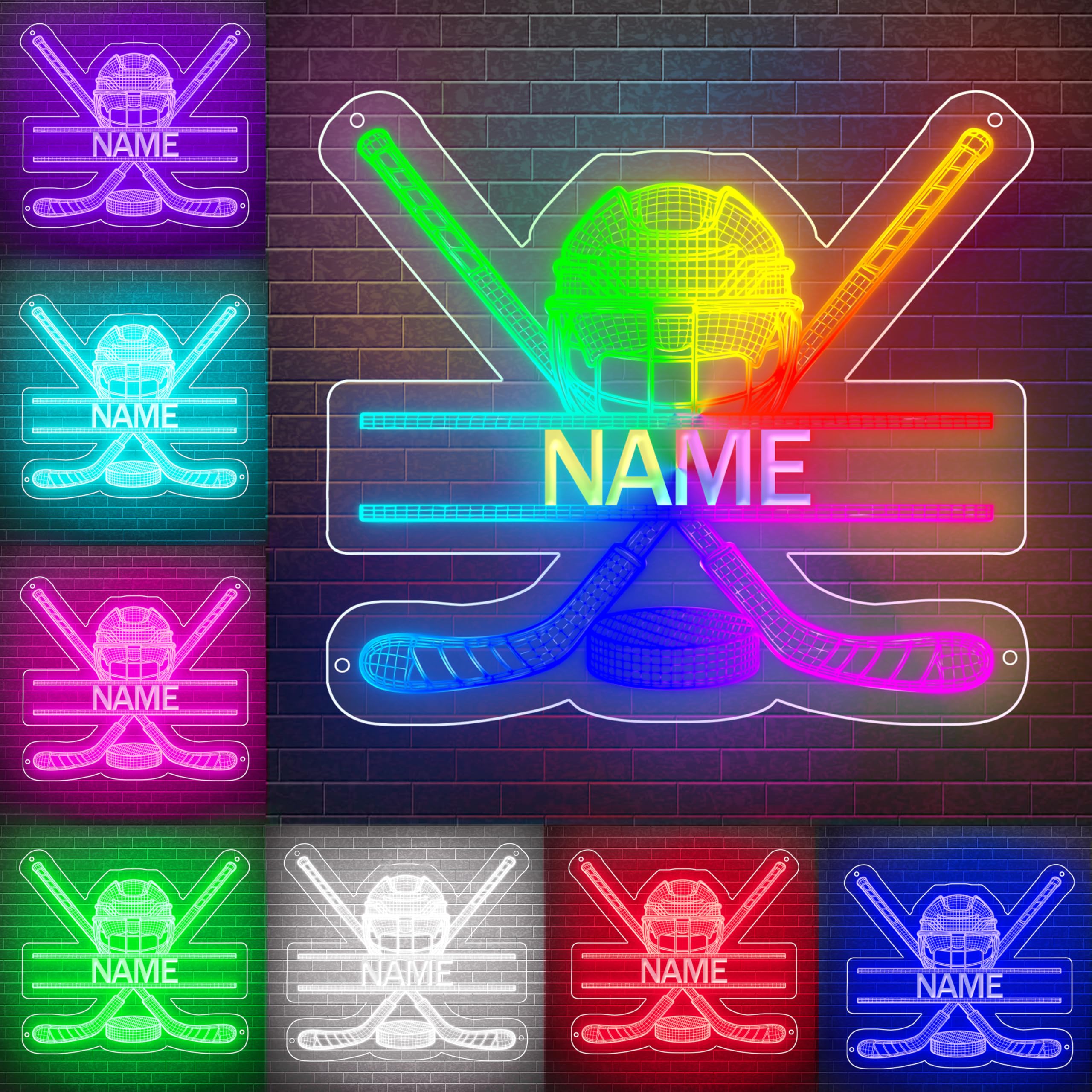 Personalized Ice Hockey Neon Sign,Custom Name Ice Hockey Led Lights Up Sign for Wall Decor Bedroom Living Room Party Christmas Decorations Night Light Birthday Gift for Boys Girls Teen Kids โ image 1