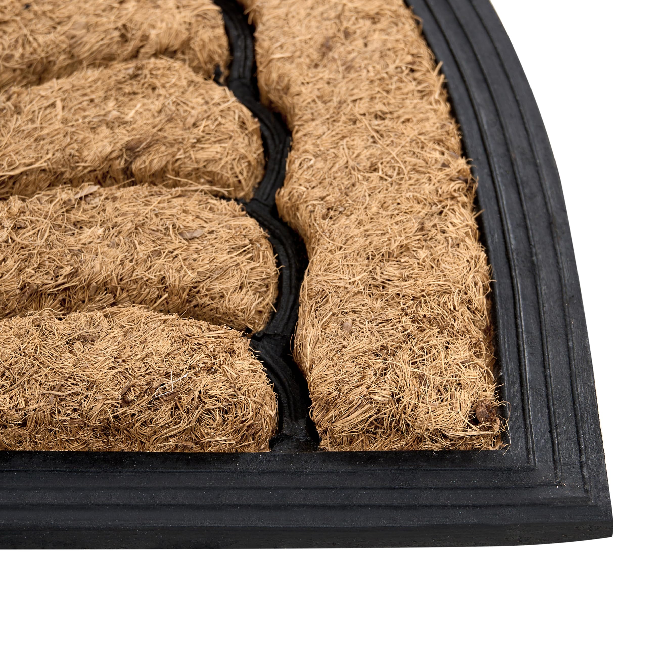 Beliani Paillasson d'Intérieur Moderne Fibre de Coco Naturelle Forme Demi-Ronde 45 x 75 cm Caoutchouc Antidérapant Naturel et Noir Koryak