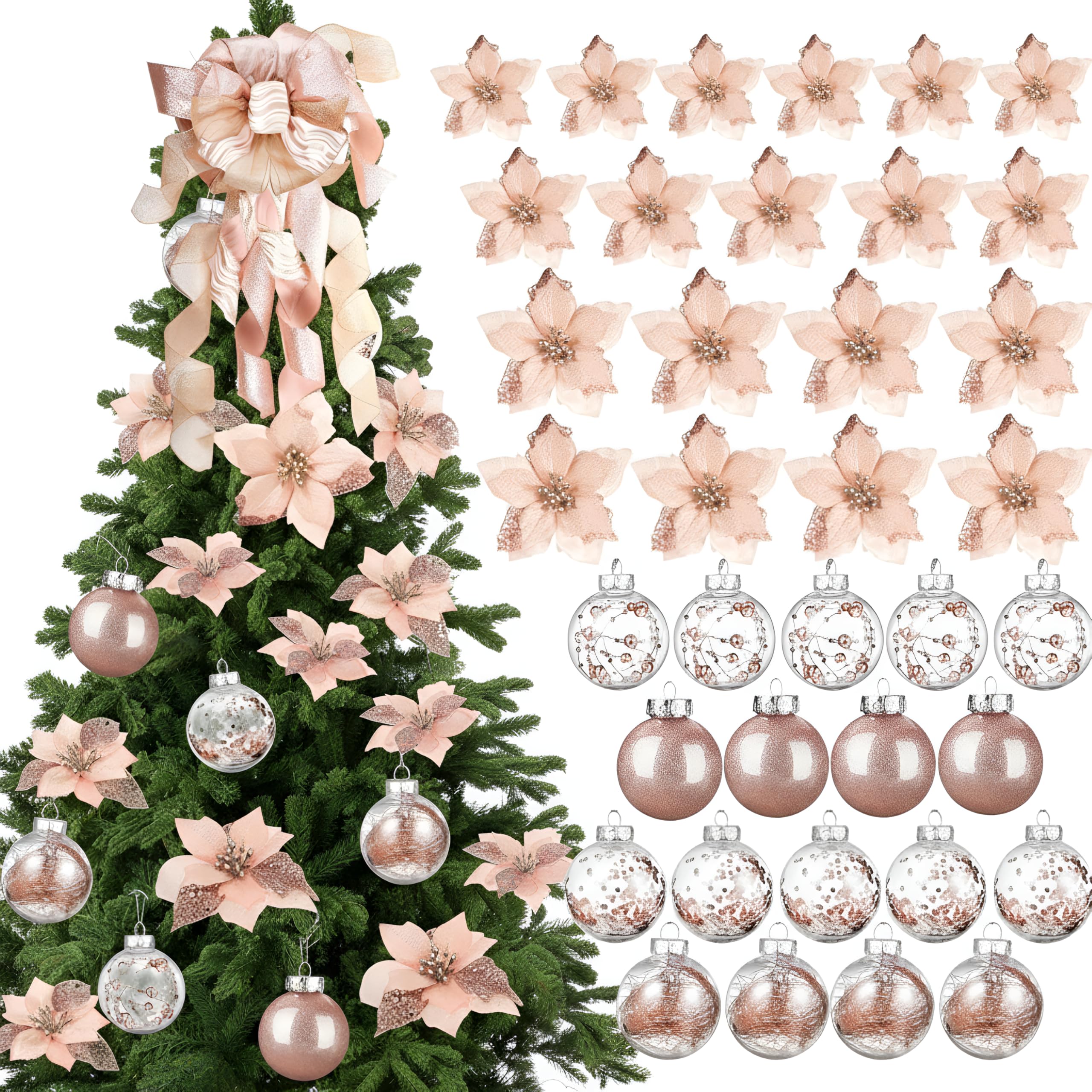 Amazon.com: Canlierr 49 Pcs Rose Gold Christmas Tree Decoration