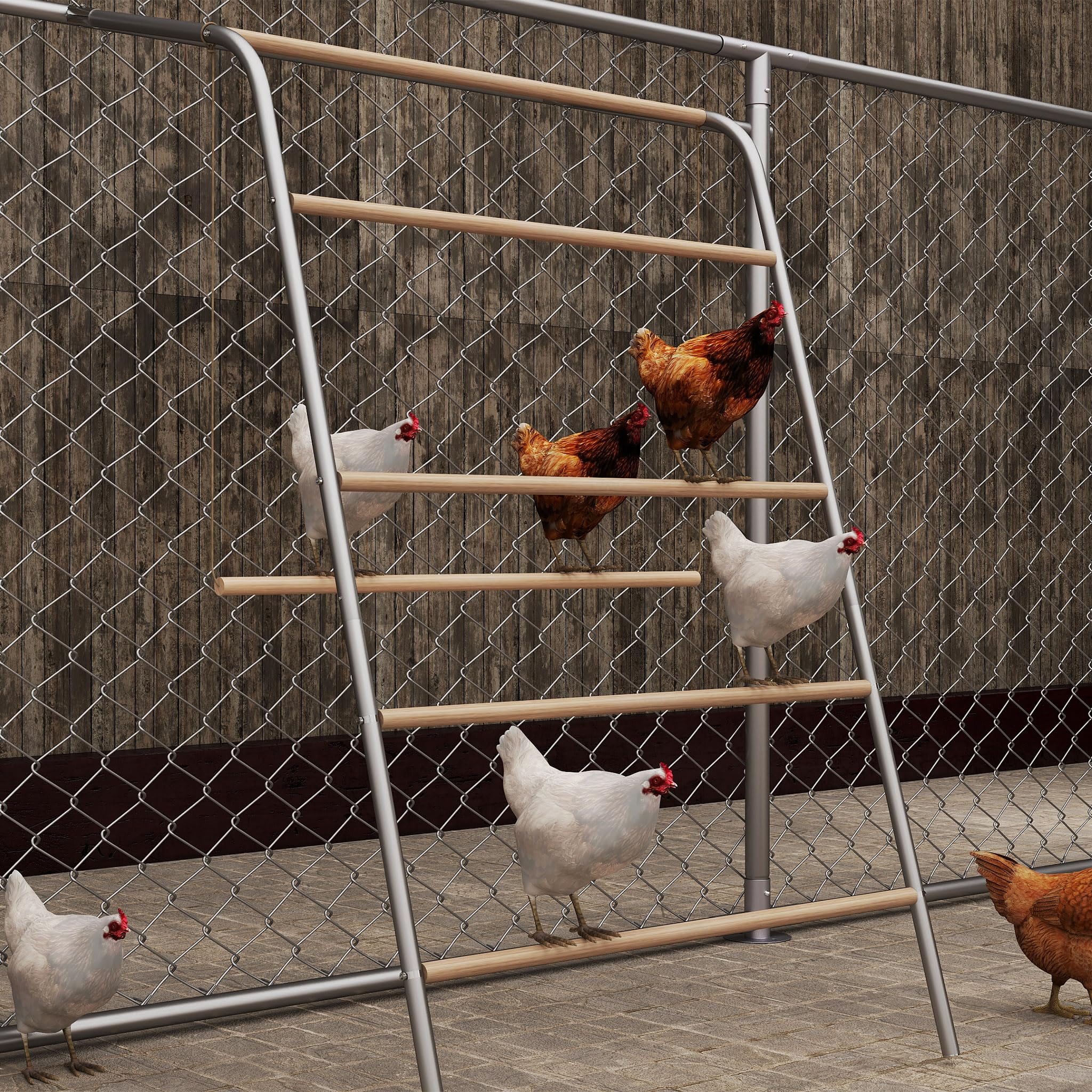 FIVMEN Balançoire pour poules à 5 niveaux - Perchoir en bois - Échelle - Perchoir - Jouet pour aire de jeux - Accessoires pour poulailler - Enclos libre