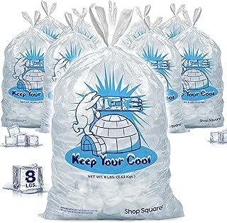 Plastic Ice Bags 8 lb. with Drawstring - 50 Pack Reusable Ice Bags, 11 x 19 Inch Heavy-Duty Ice Bags for Ice Machines, Ice Storage Bags with Plastic Drawstring for Freezer
