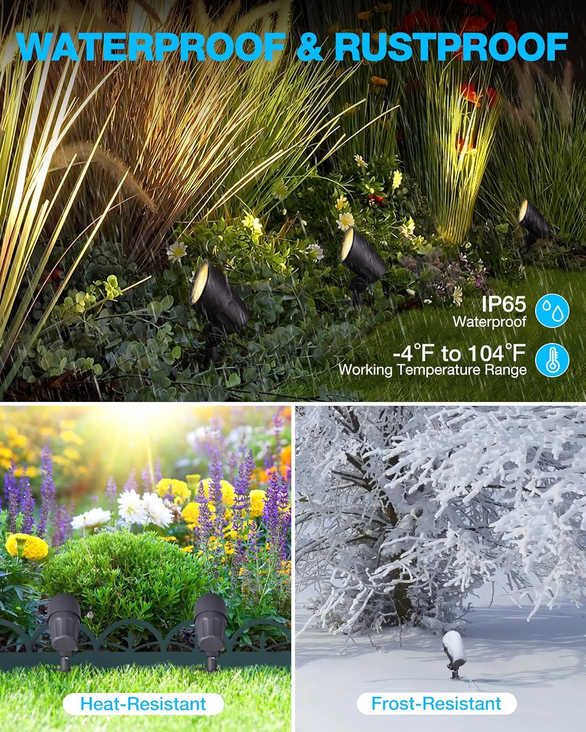 SUNVIE 6W Low Voltage Landscape Lighting LED Landscaping Lights Warm White Low Voltage Lighting Waterproof Landscape Spotlights with Connectors Spot Lights Outdoor for Tree Wall Pathway Yard, 4 Pack - Image 3