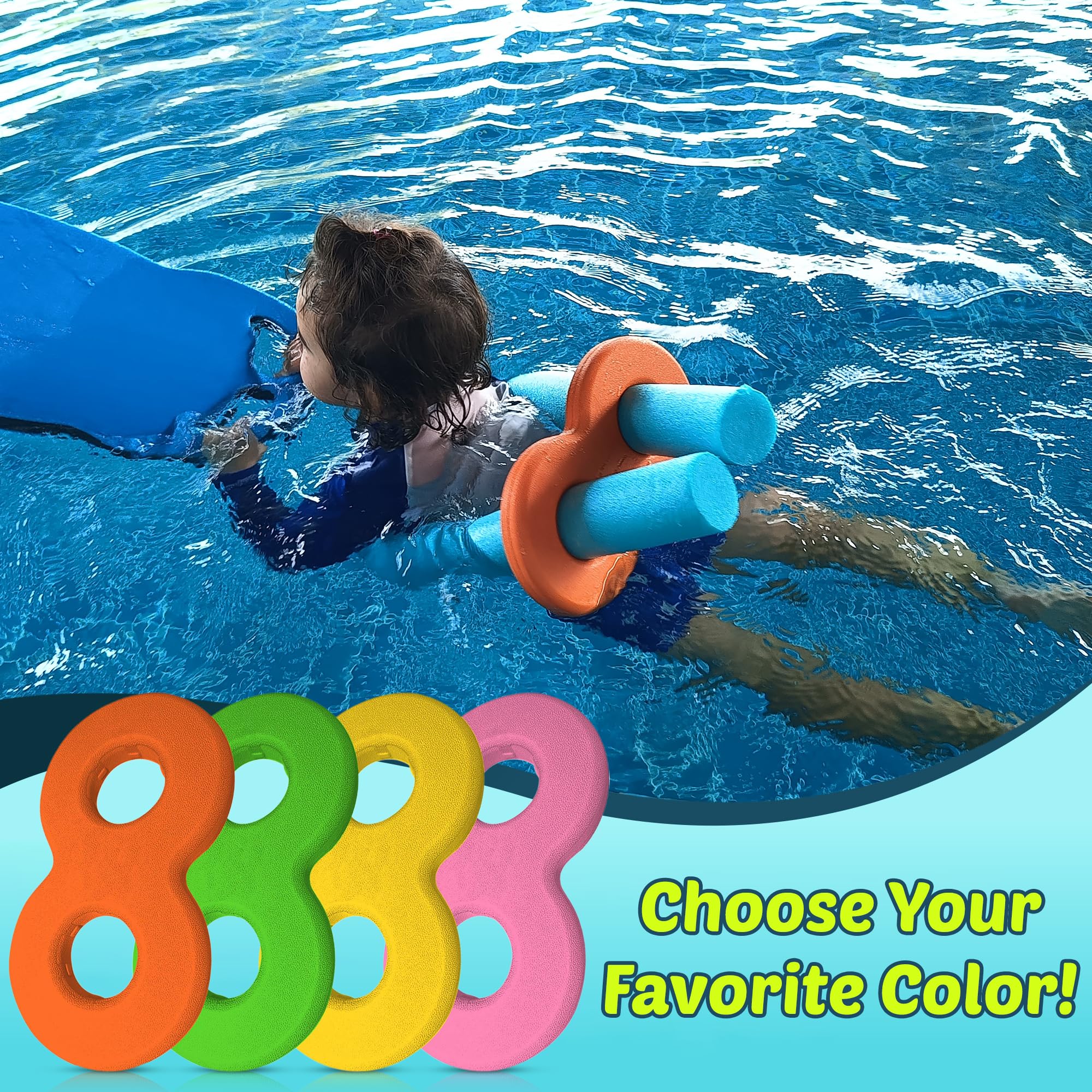 Accesorio de fideos para piscina: The Noodle Buddy - Ayuda de natación segura para niños Mejora la diversión, la confianza, la seguridad. Diseño antideslizante. Ideal para piscinas, lagos, playas. No