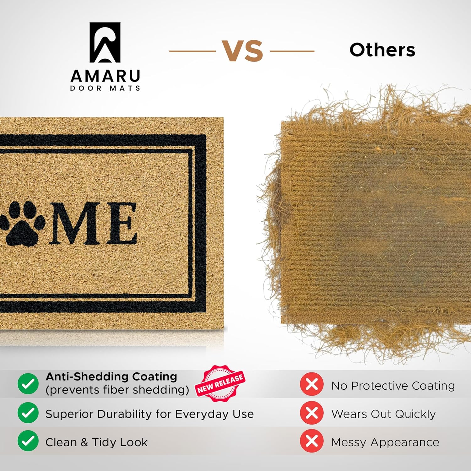 Home Dog Classic - 17"x29" - Coir Door Mat with Heavy Duty Backing - Welcome Mats for Entryway, Porch - Anti-Slip PVC & Coconut Fiber Surface - Natural Home Accessories, Minimalist Original Design