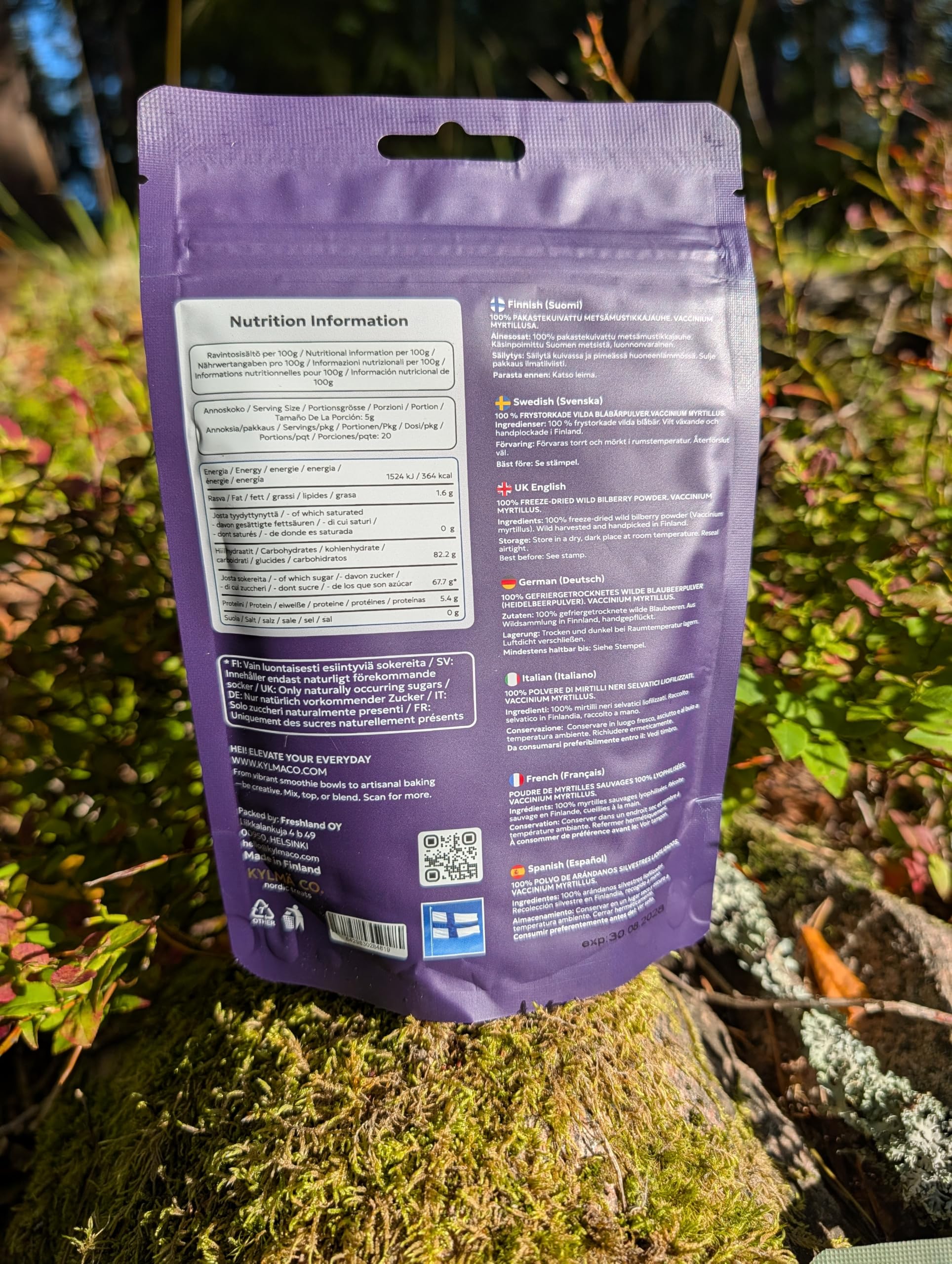 Wilde Heidelbeere Pulver 3 x 100 G Vorteilspack | 100% Finnische Waldheidelbeeren (Vaccinium myrtillus) | Gefriergetrocknet | Vegan | Glutenfrei | Für Backen & Smoothies