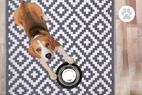 Miniatura 7 de FH Home - Alfombra para exteriores, impermeable, resistente a la decoloración, reversible, plástico reciclado de alta calidad, acabado geométrico,