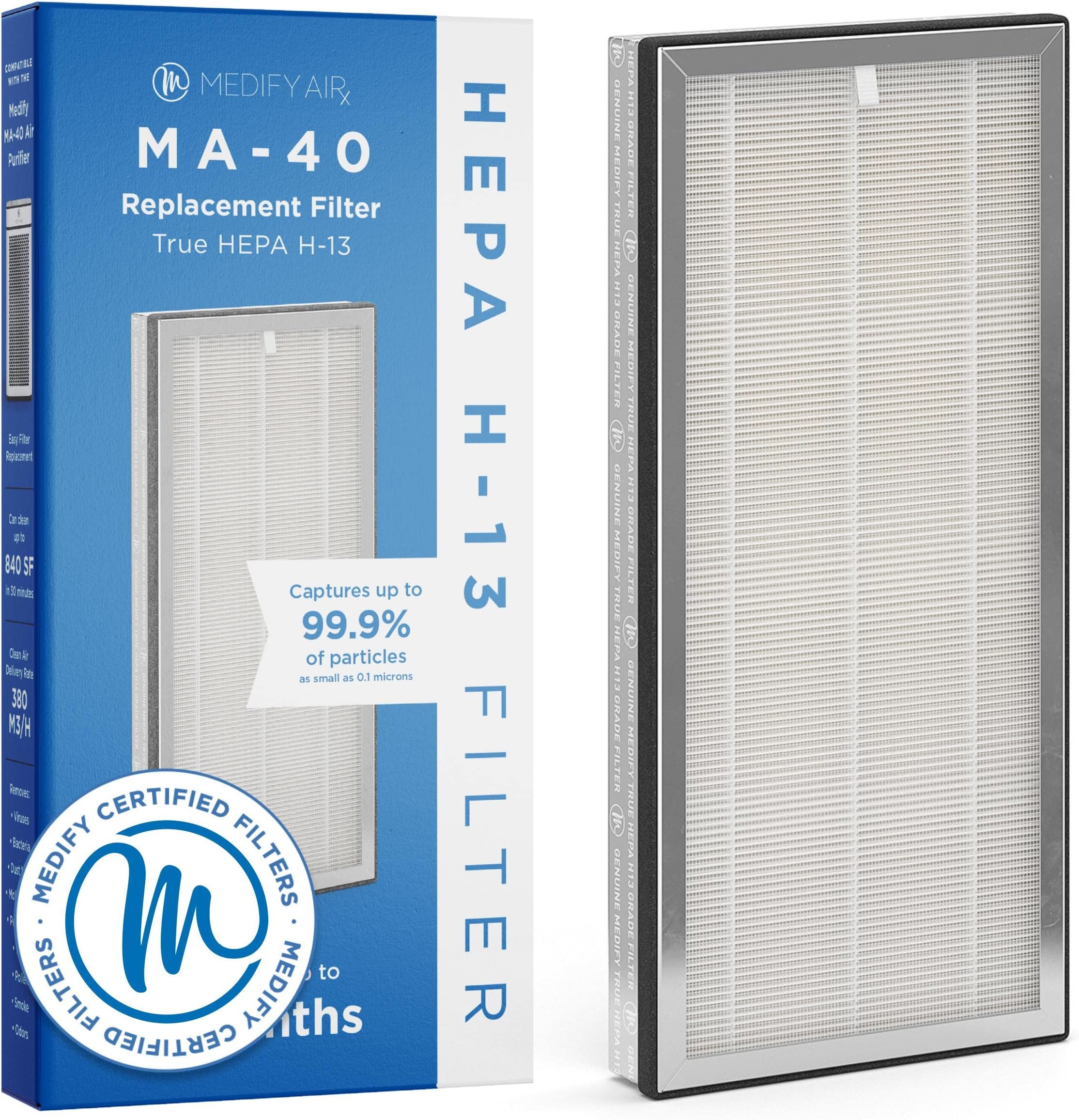 Medify Air MA-40 Replacement Filter (ME-40) | H13 True HEPA for 840 Sq. Ft. Air Purifier | 3-in-1 Filters | 99.9% Removal
