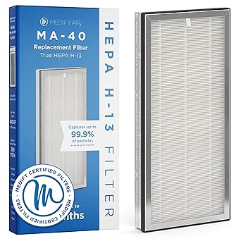 Amazon Com Medify Ma 40 Genuine Replacement Filter For Allergens Smoke Smokers Dust Odors Pollen Pet Dander 3 In 1 With Pre Filter H13 Hepa And Activated Carbon For 99 9 Removal 1 Pack Home Kitchen