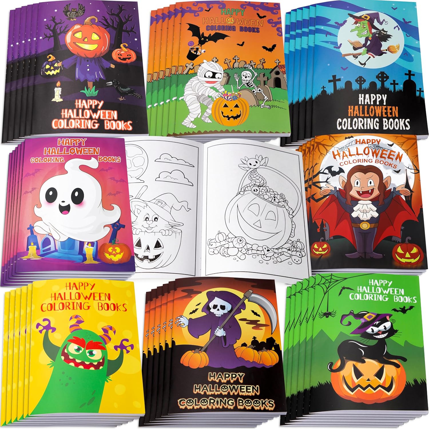 90shine 48PCS Halloween Coloring Books Party Favors for Kids - Bulk Hallowmas Trick or Treat Goodie Bag Stuffer Fillers Gifts Fun Activity Decorations Supplies