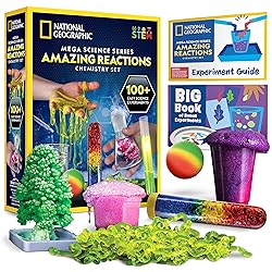 National Geographic Amazing Chemistry Set - Chemistry Kit with 100+ Science Experiments Including Crystal Growing and Reactions, Science Kit for Kids, STEM Gift for Boys and Girls (Amazon Exclusive)