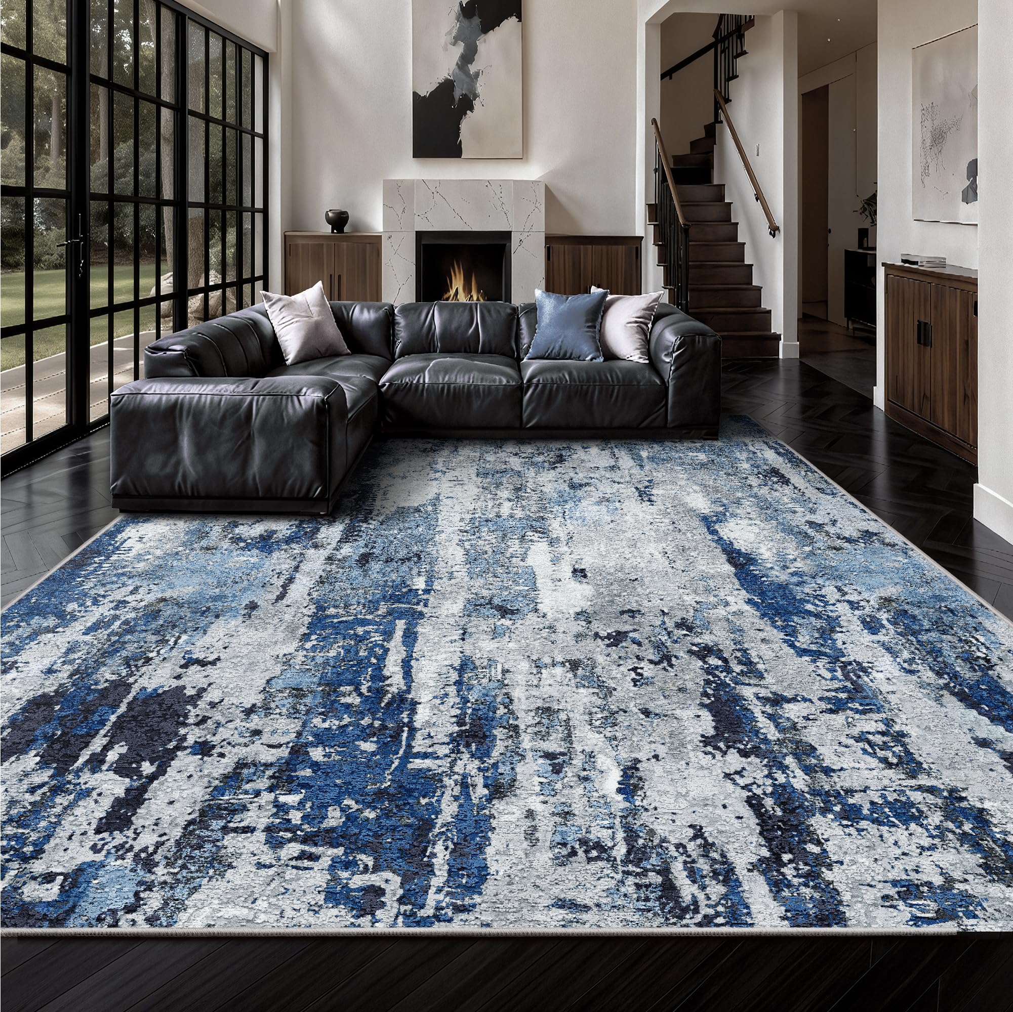 8x10 Area Rugs Abstract Morden Soft Washable Rug Non-Slip Low Pile Rugs for Living Room Bedroom Dining Room