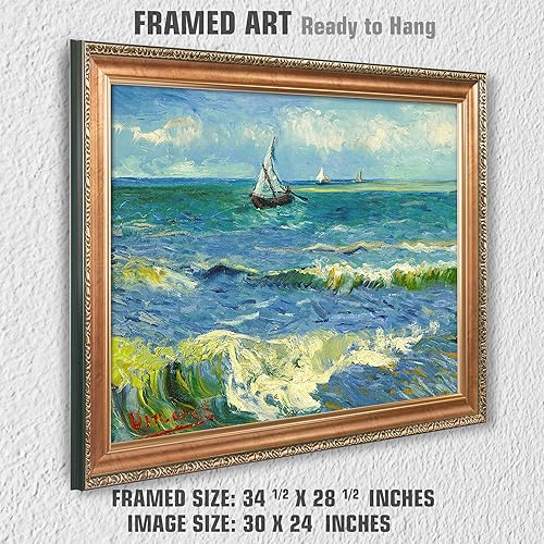 Miniatura 839 de A&T ARTWORK The Starry Night de Vincent Van Gogh. Tamaño del marco: 36 x 30 pulgadas, tamaño de la imagen: 30 x 24 pulgadas, reproducciones clásicas