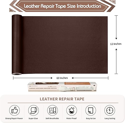 Vista 137 de KING MOUNTAIN Cinta de reparación de cuero, 16 x 60 pulgadas, gris, autoadhesiva, impermeable, ecológica