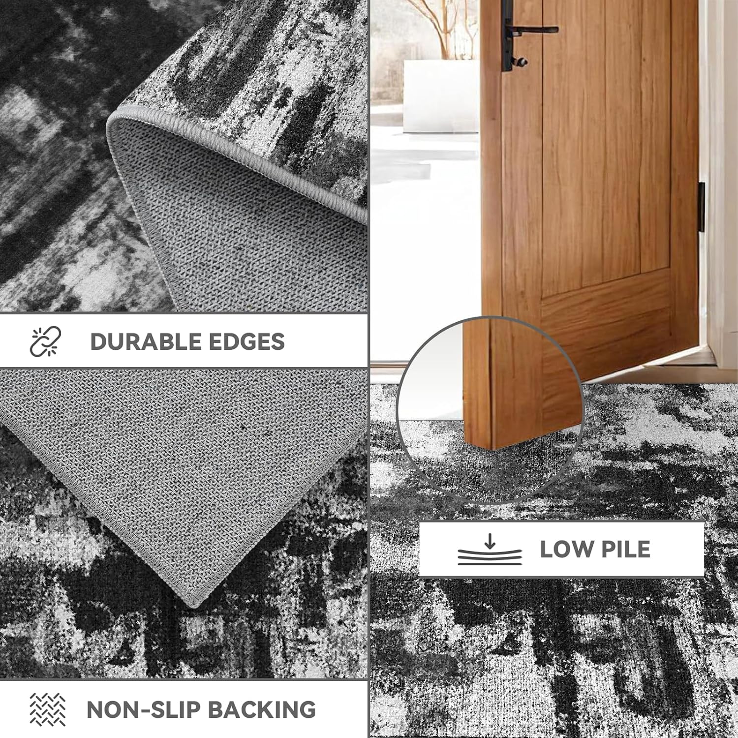 Area Rugs 6x9 Rug for Living Room - Machine Washable Neutral Modern Abstract Soft Rugs for Dining Room Floor Non-Shedding Carpets for Bedroom Farmhouse Home Office Decor