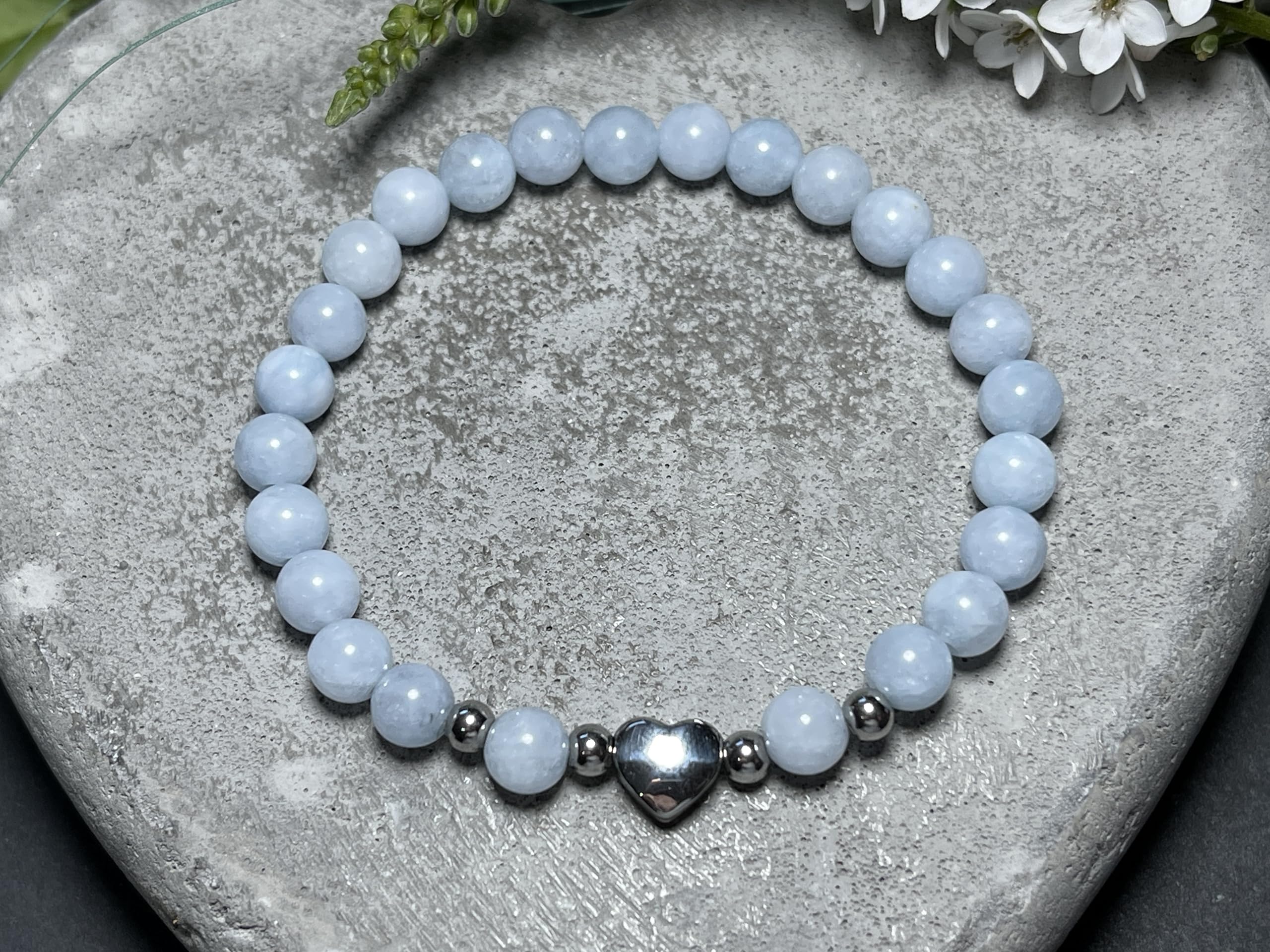 Aquamarin Armband Perlen echt 6mm Herz Edelstahl Silber Gold Roségold oder ionisiert - Handmade Perlenarmband Selbstbewusstsein Liebe Glück Frieden - Spiritueller Schmuck Damen Mädchen