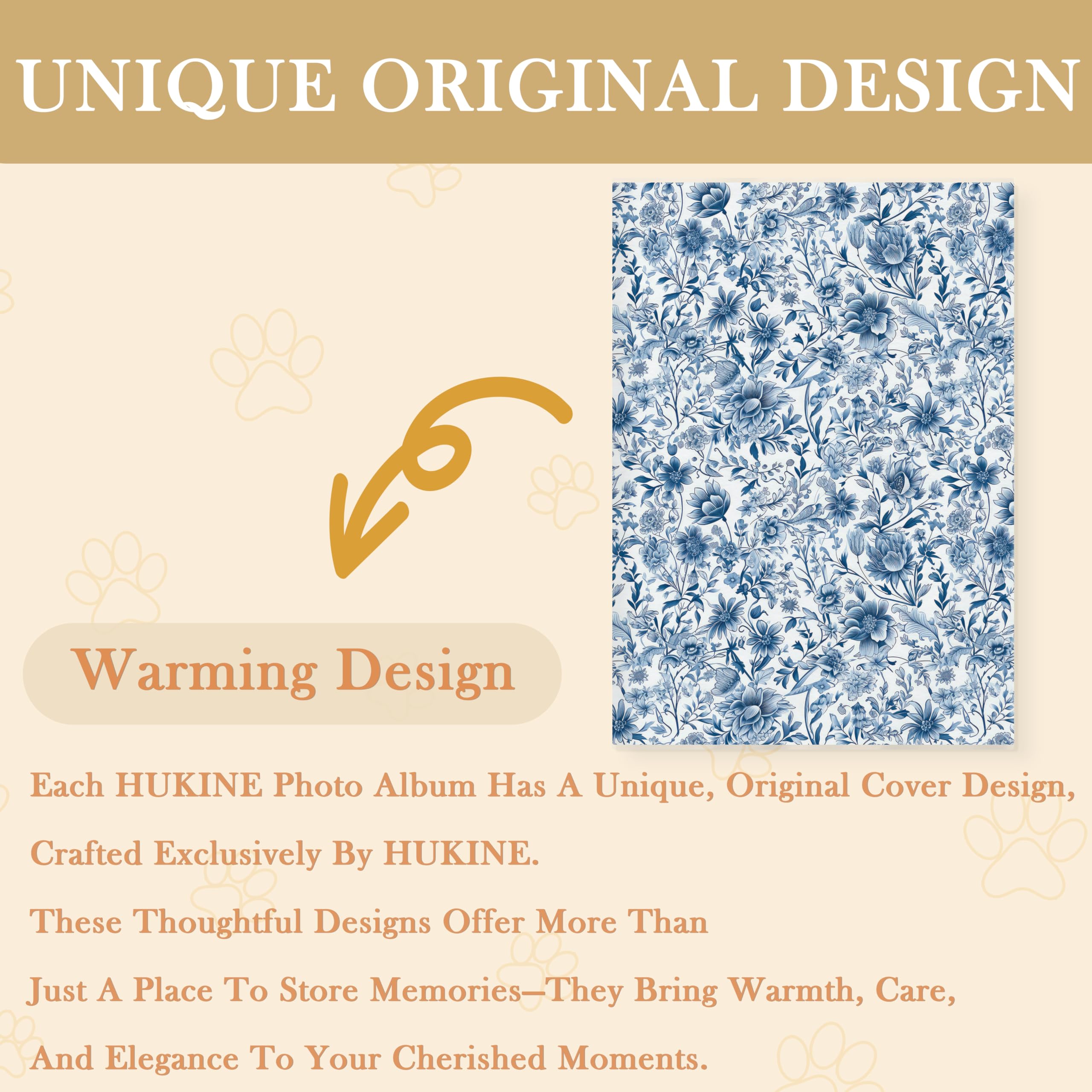 Álbum de fotos floral de 4 x 6 pulgadas, diseño de flores de chinoiserie azul y blanco, pequeño álbum de recuerdos con 18 bolsillos para 36 fotos para familia, bebé, graduación, boda