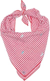 The Worthy Dog Gingham Chomp Square Cotton Bandana Comfortable and Adjustable Dog Cat Accessories - Small, Red