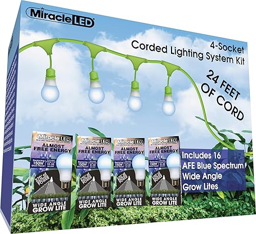Miracle LED Kit de sistema con cable de enchufe con 24 luces de crecimiento de gran angular de espectro azul que reemplazan tres bombillas de sodio
