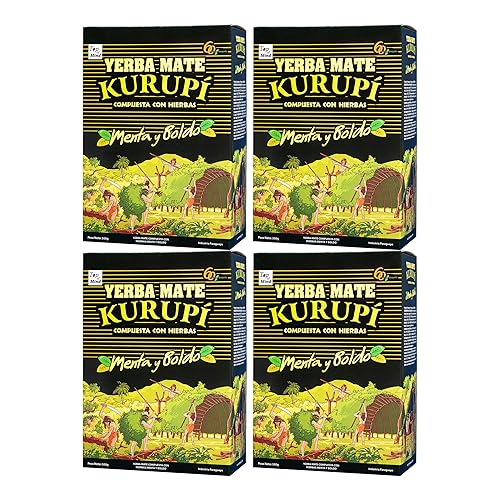 Kurupi Mint Boldo Yerba Mate 500 g (1.1 lbs) Paquete de 4