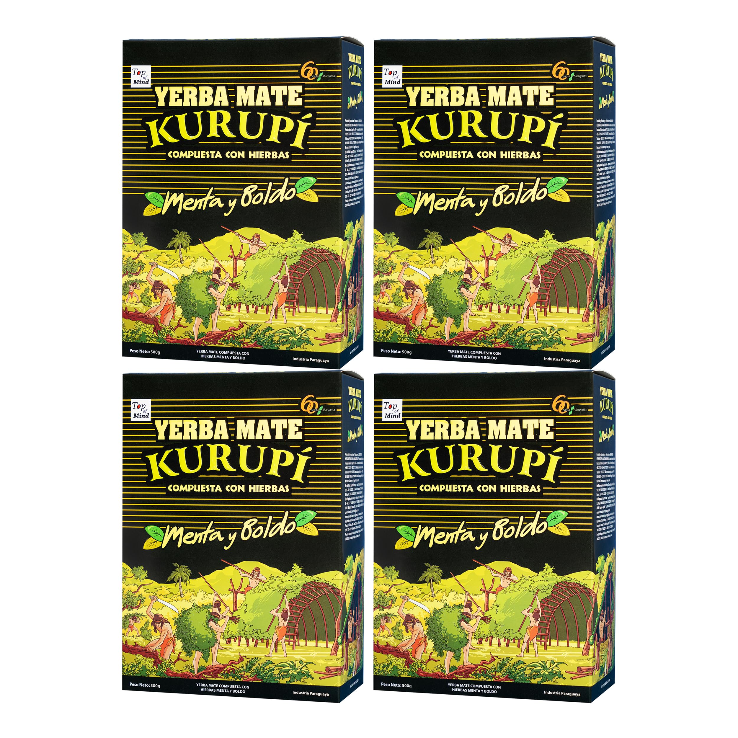 Kurupi Mint Boldo Yerba Mate 500 g (1.1 lbs) 4 Pack