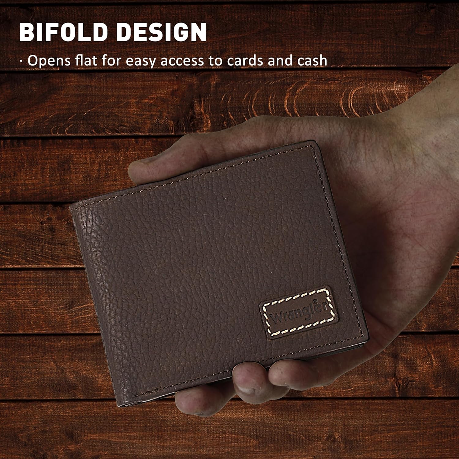 Wrangler Bifold Wallet for Men, Genuine Leather, Gift for Him | Gift for Him - Image 6