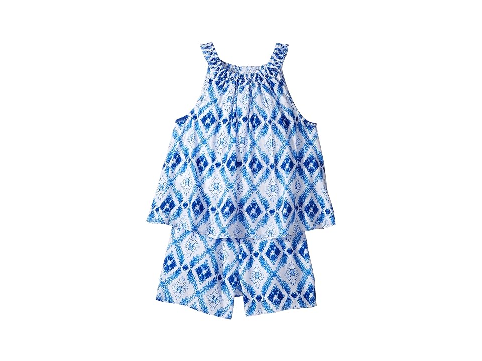 

Tommy Hilfiger Kids Printed Smocked Halter Romper (Big Kids) (White) Girl's Jumpsuit & Rompers One Piece