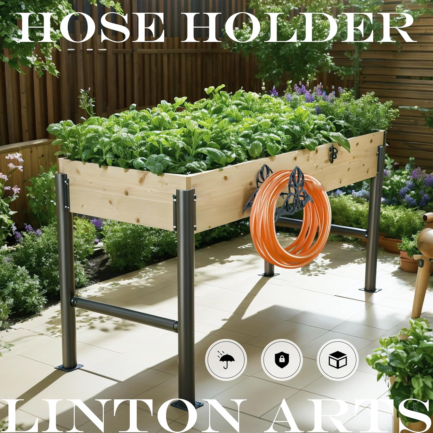 Garden Hose Holder Wall Mount – Heavy Duty Cast Iron Hose Hanger, Hose Holders For Outside Wall Mount, Patio, Yard, or Villa （decorative hose holder）