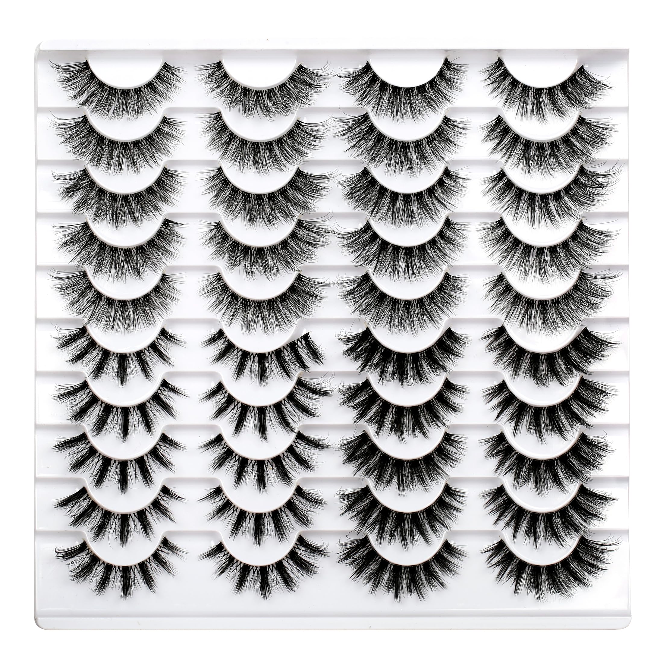 Photo 1 of Pooplunch False Eyelashes 20 Pairs Cat Eye Look Wispy Natural Volume Clear Band Extensions Fake Eyelash 8D Faux Mink Lashes Strips Wholesale Bulk Pack