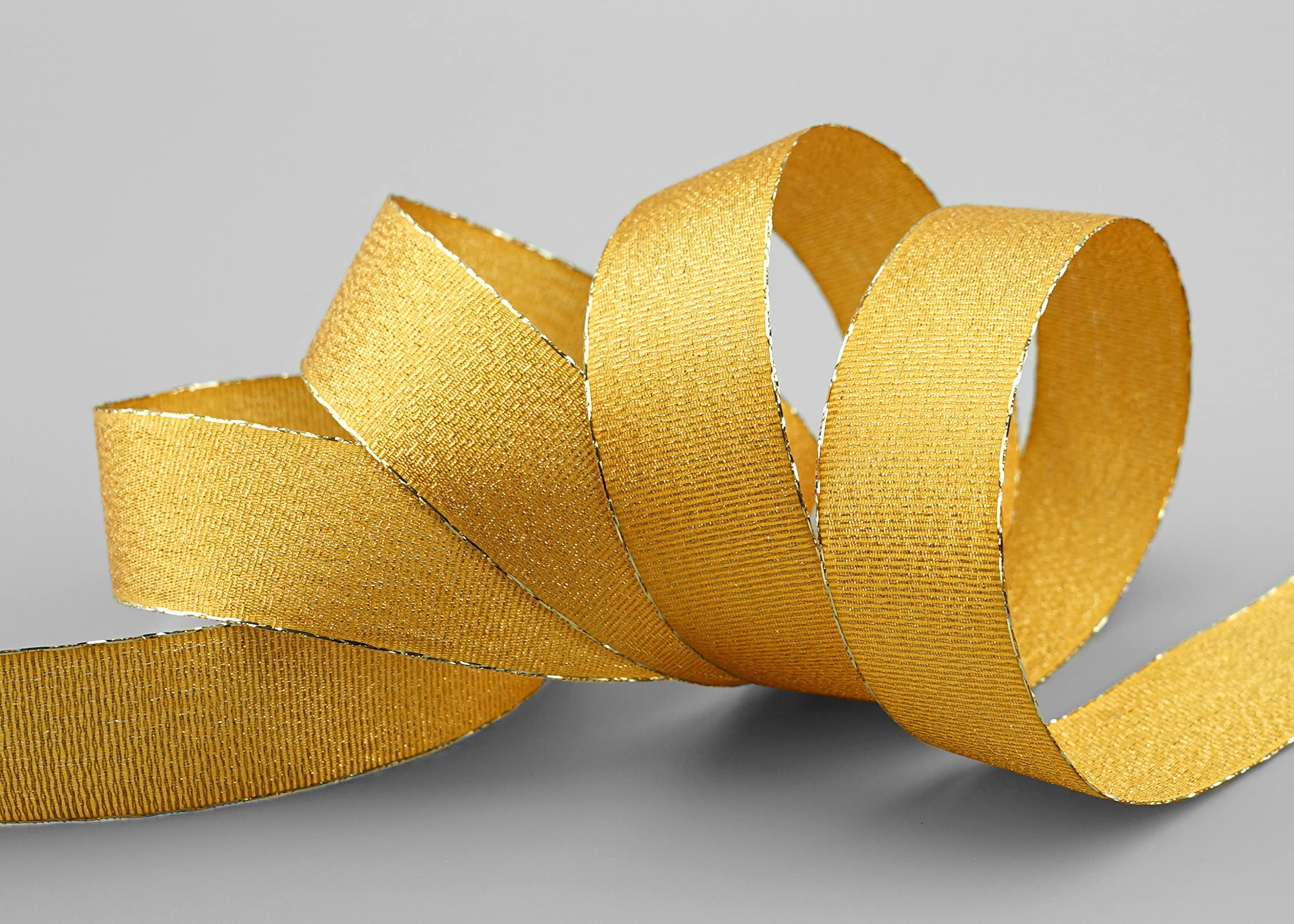 20 m x 25 mm Decorative Ribbon Vienna Mustard Gold Ribbon Metallic Gift Ribbon Shiny Brocade Lurex Wedding Christmas Decorative Ribbon - Image 3