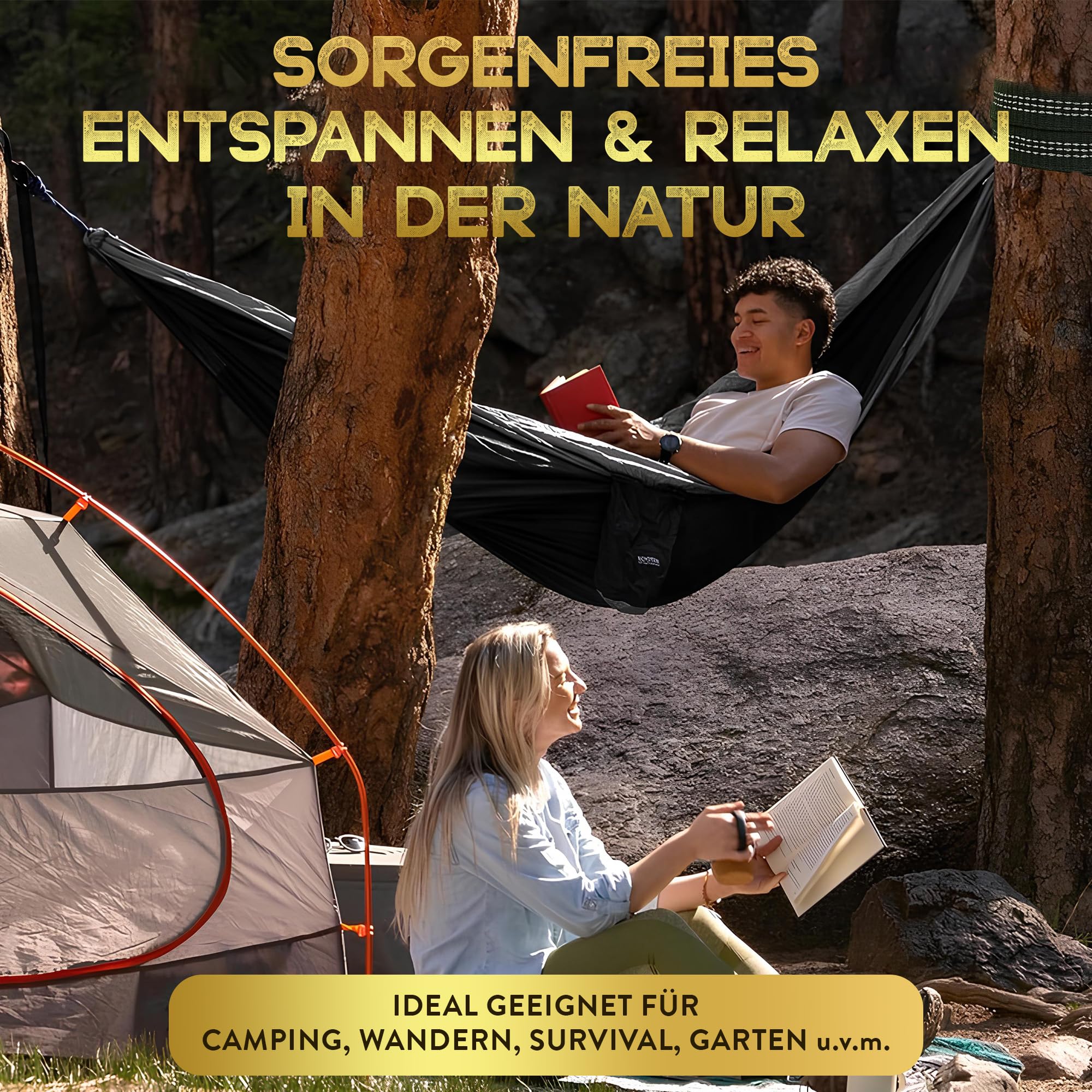 PURE HANG Hängematte Befestigung Hängematten Aufhängung Set Aufhängeset für Hängematte Baum Outdoor Camping Reise Komplett-Set (Weiß) Garten