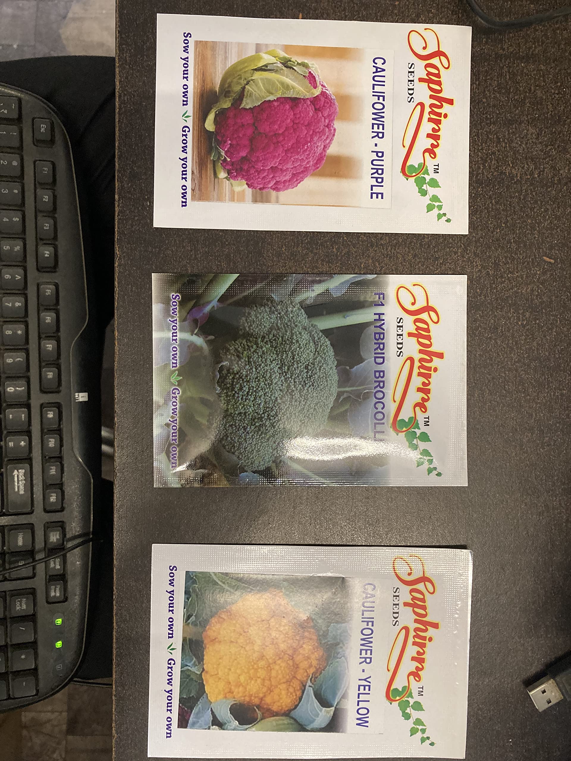 Saphirre Seeds Vegetable seeds combo cauliflower yellow, cauliflower purple, brocolli