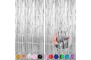 Crosize Silver Foil Fringe Backdrop Curtains: Photo Booth Perfection