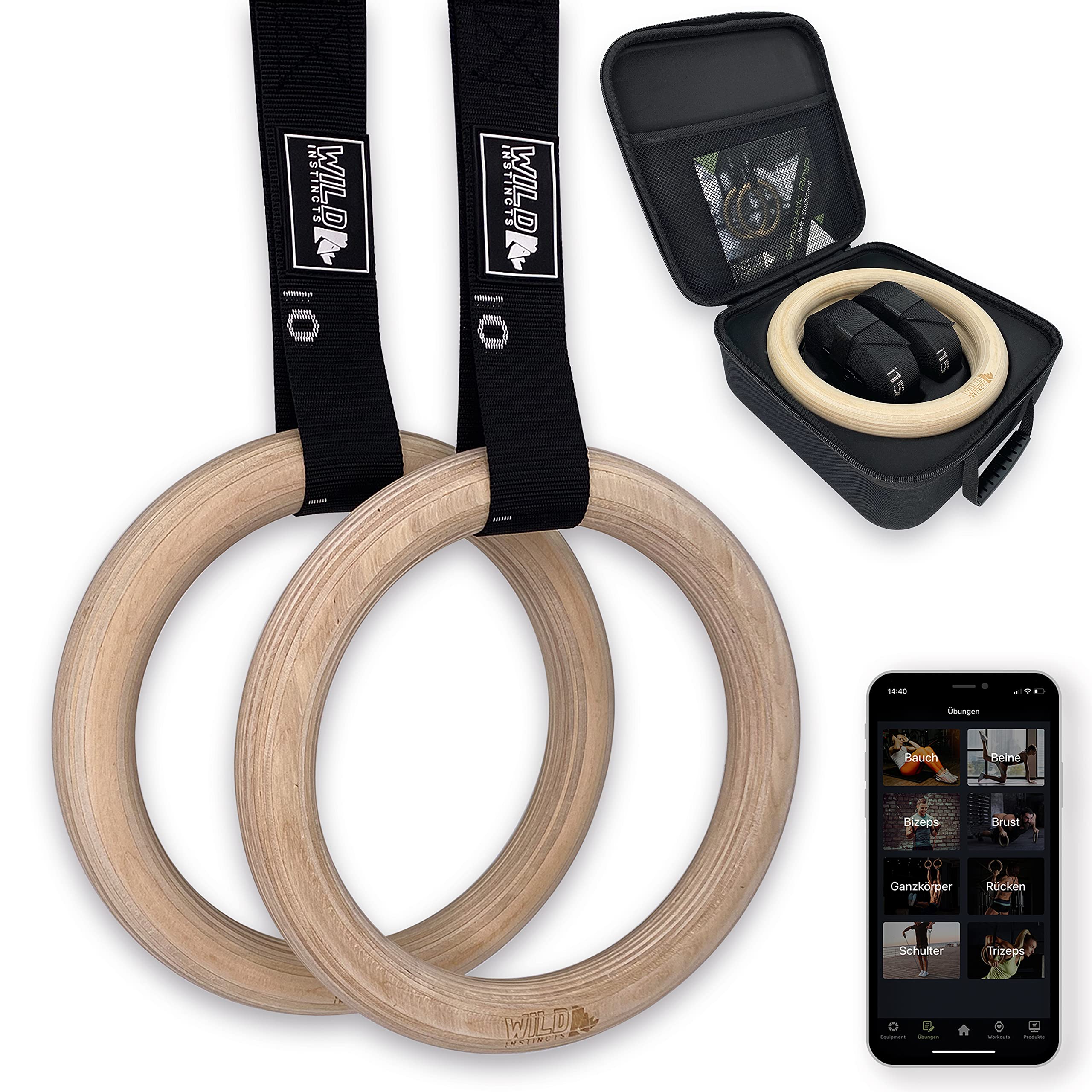 Buy Wild Instincts Gymnastics Rings Wood (32 mm, 28 mm) with App Gymnastics Rings