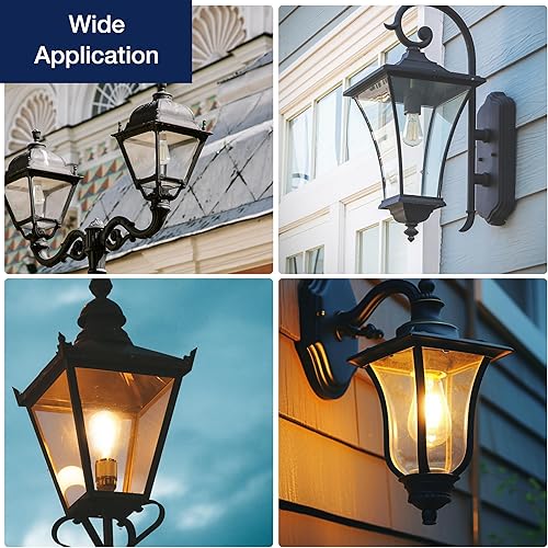 Miniatura 6 de FLSNT Bombilla LED ST19 con sensor de atardecer a amanecer, 7 W (60 W equivalente), 800 lúmenes, base de filamento vintage E26, fotocélula