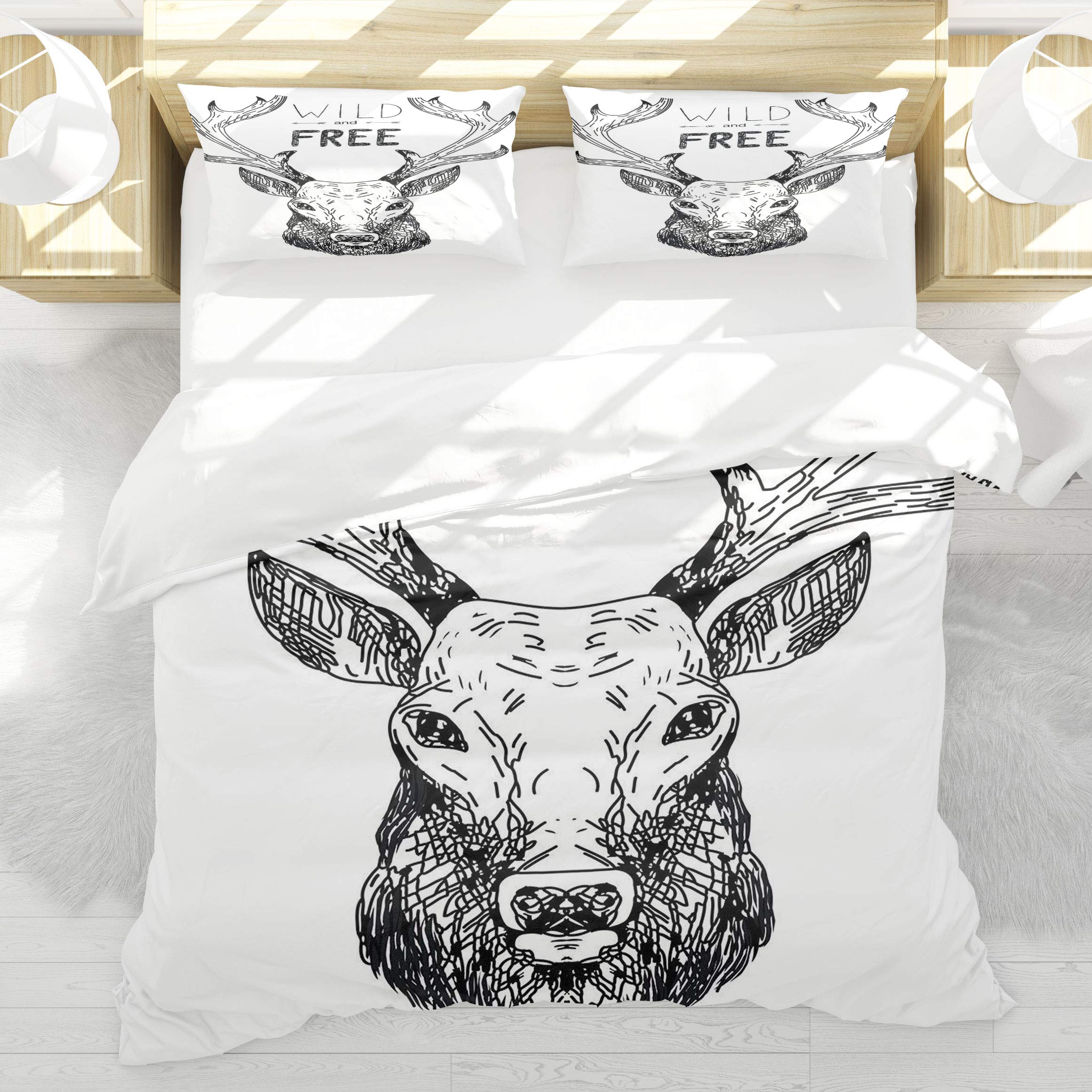 Housse de couette cerf 140x200cm en microfibre douce et respirante