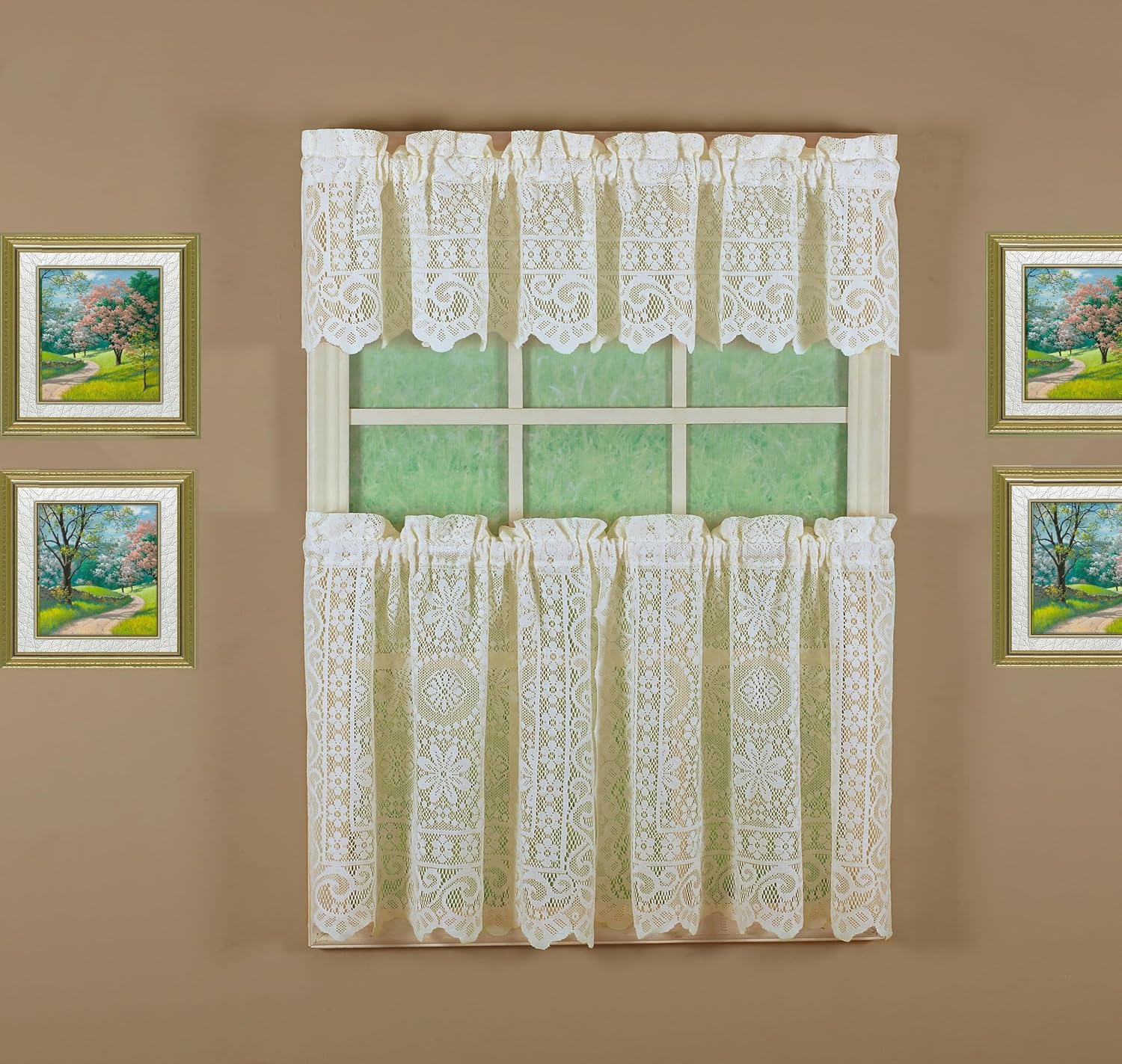 Today's Curtain Hopewell Premium Lace Tier 24", Cream, 58W x 24L