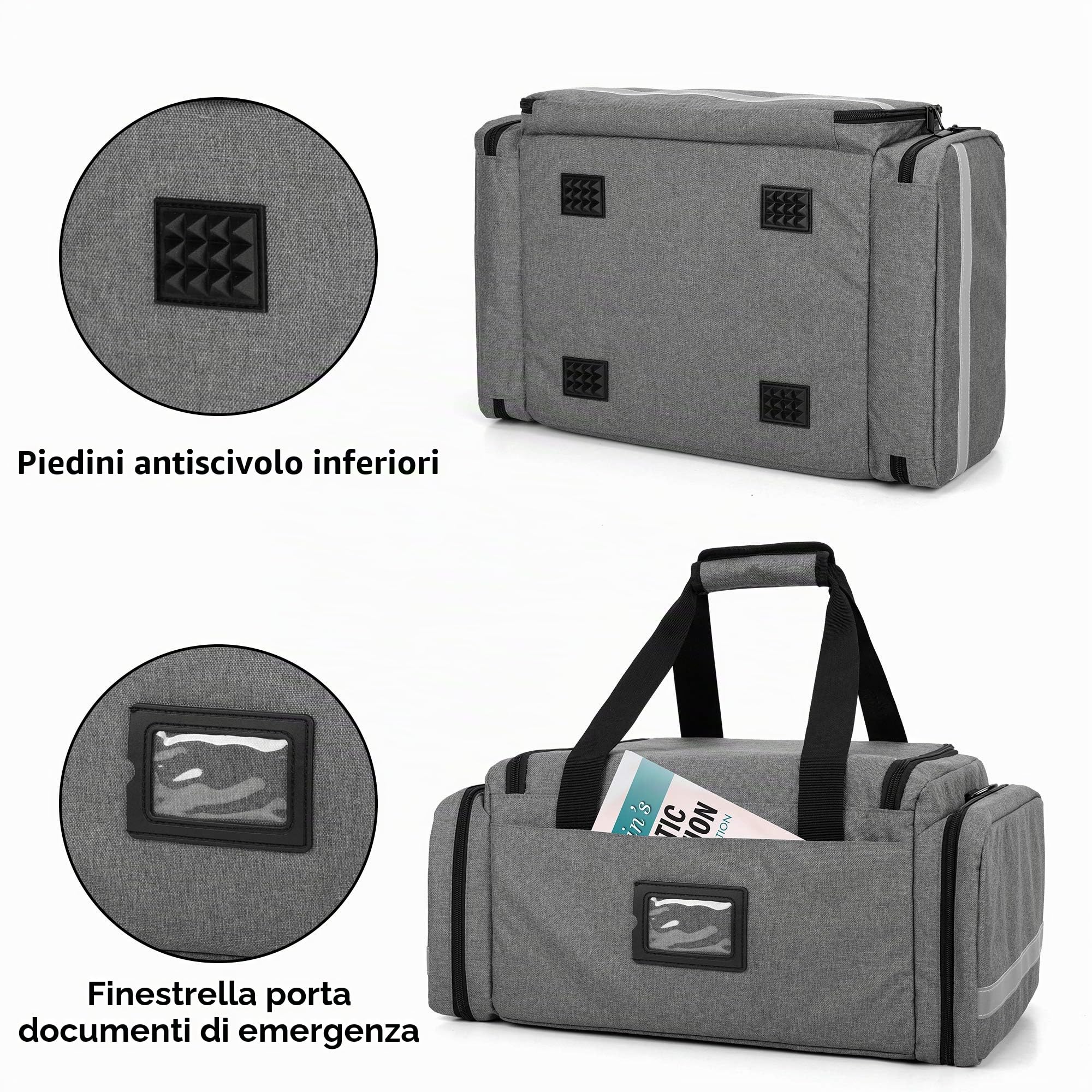 Trunab Borsa di Soccorso Vuoto Borsa Infermiere Borsa di Soccorso Professionale Grande Capacità con Tavola Divisione Interna e Fondo Antiscivolo Valigetta Infermiera a Casa