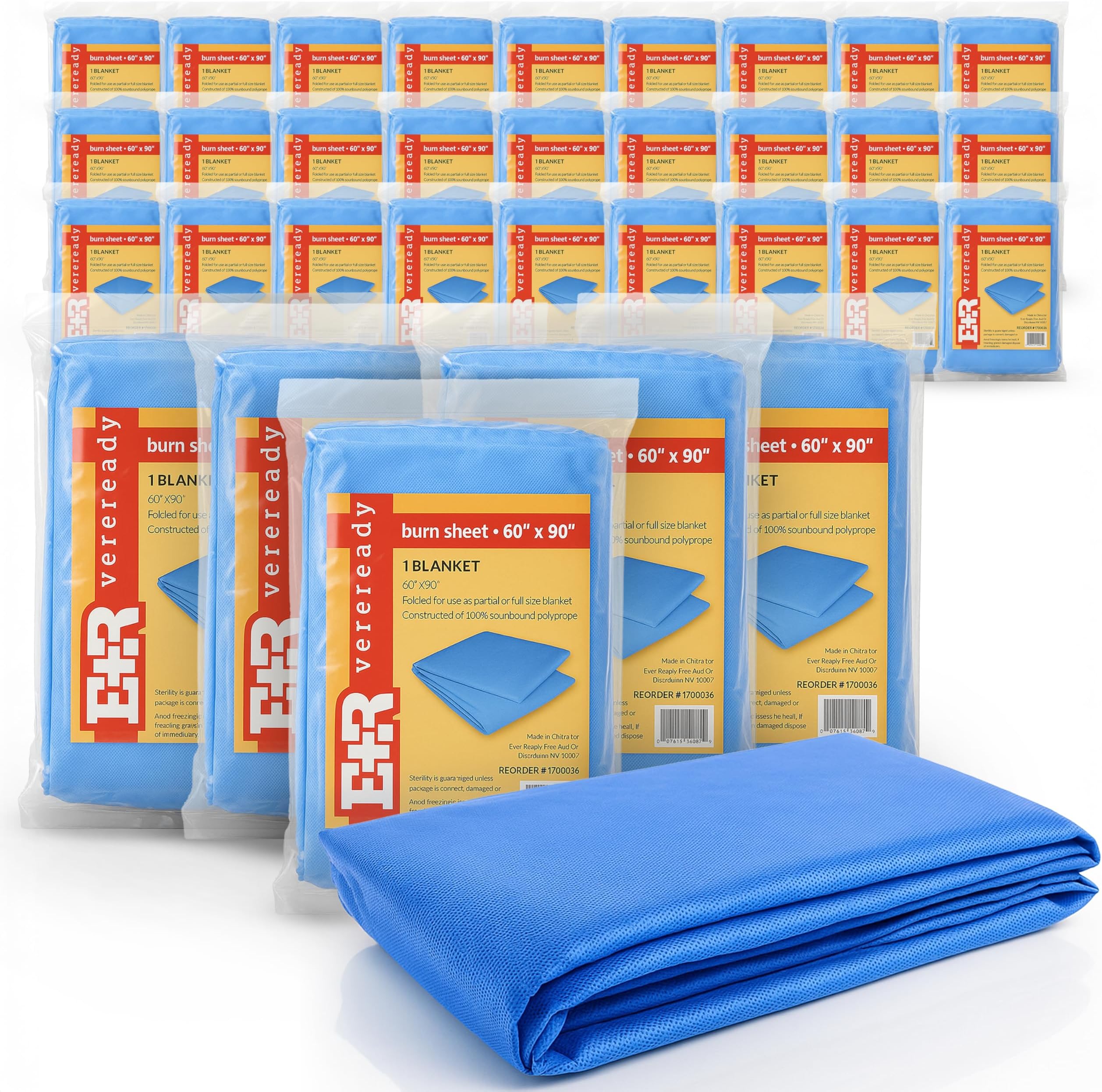 Ever Ready First Aid Sterile Burn Sheet Blanket – 60”x 90” (36 Count)