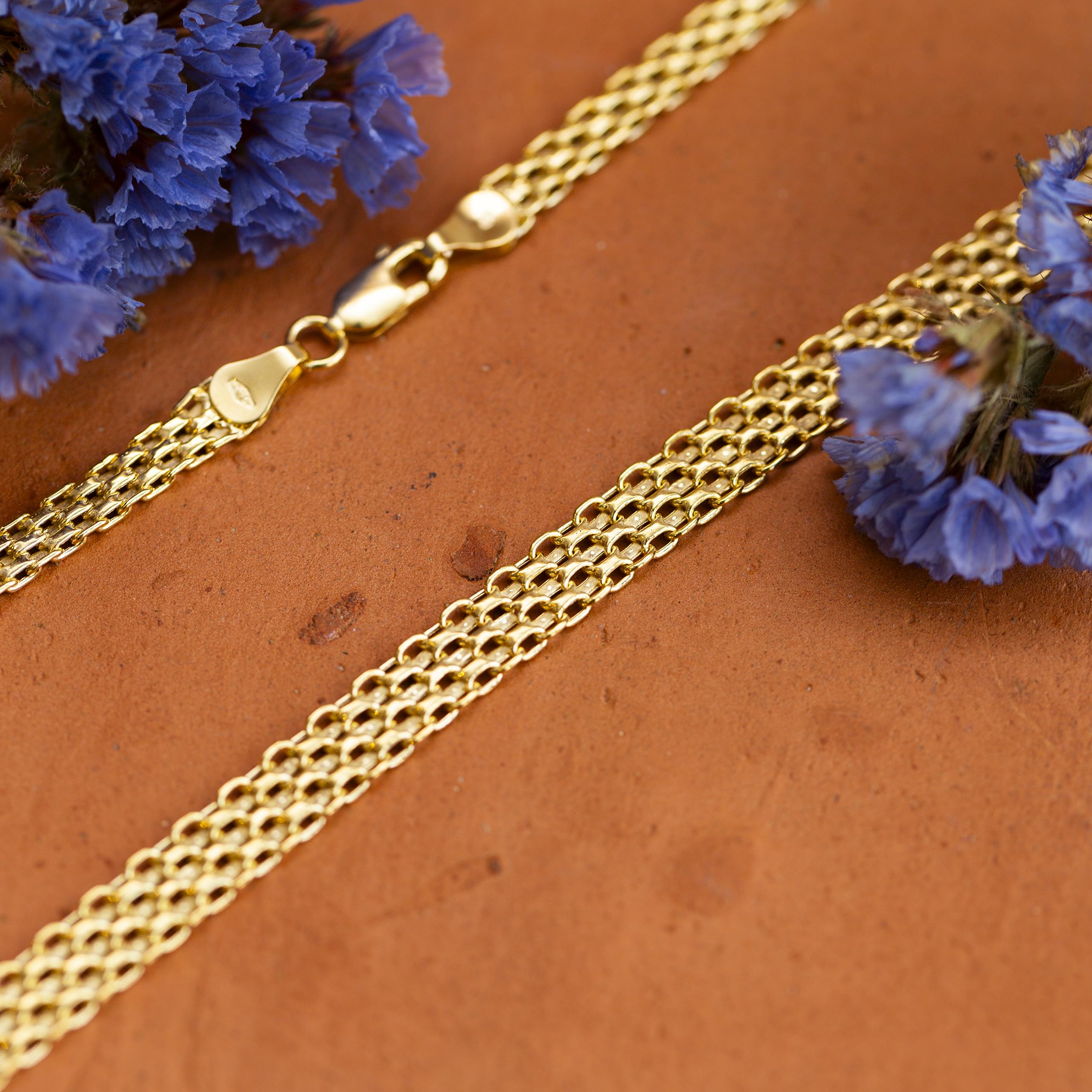 CARISSIMA Collana da donna in oro giallo 9 ct con catena Bismark graduata, 43 cm