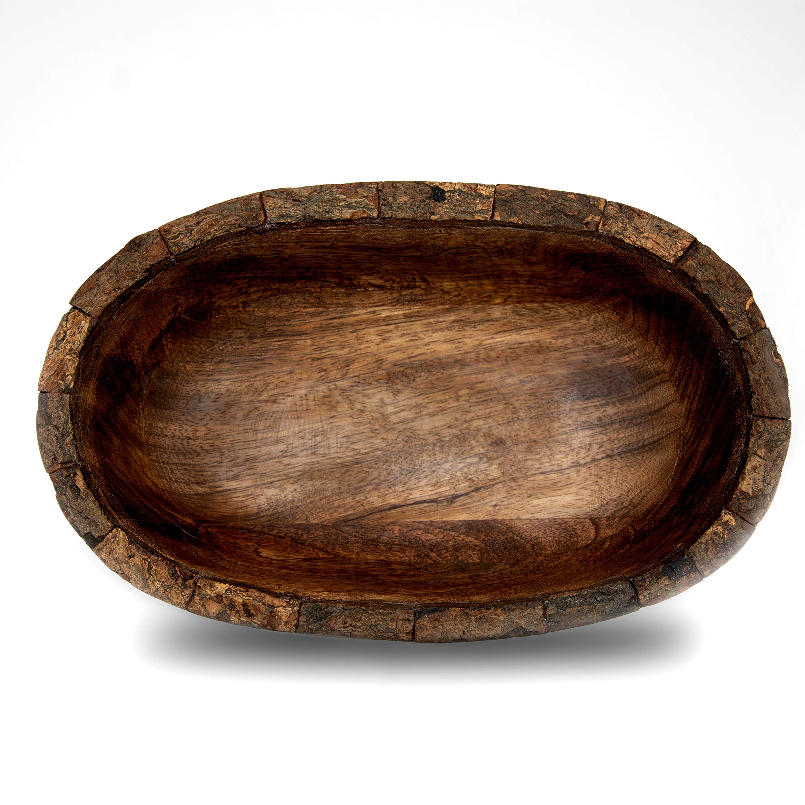 Heritage Ciotola In Legno Naturale Con Motivo Pizzo - 25x16x6 Cm - Decorativa E Versatile