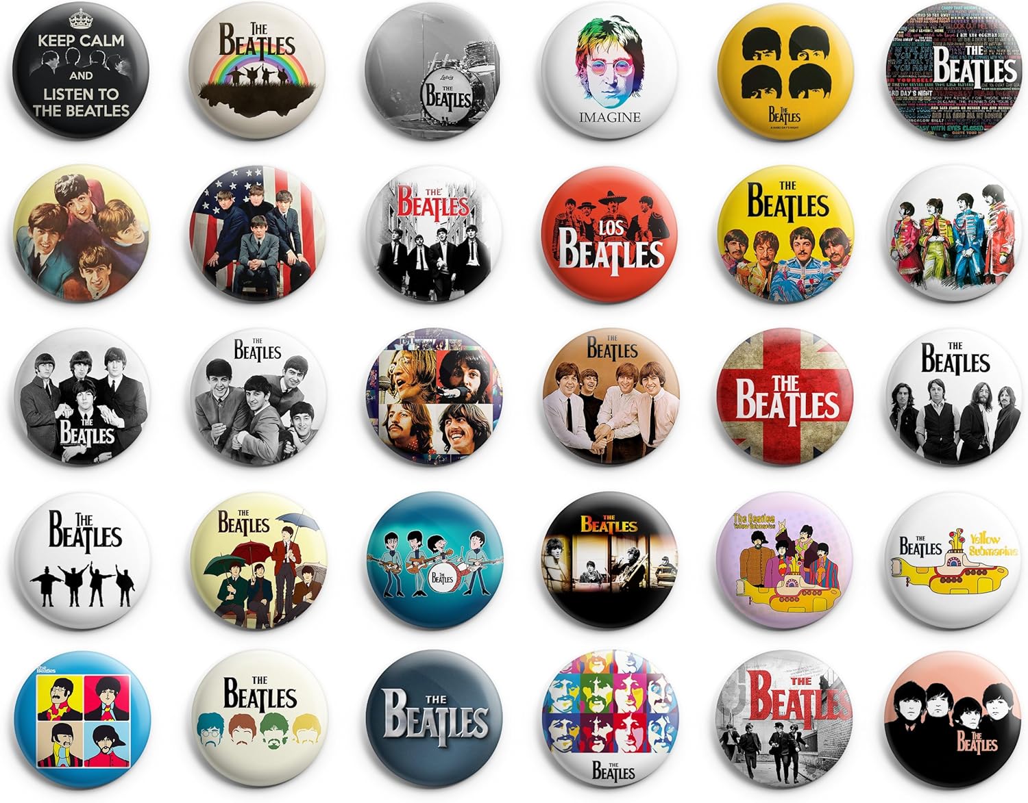 Amazon.com: The Beatles Theme Party favor pins buttons badges Set of 30 ...