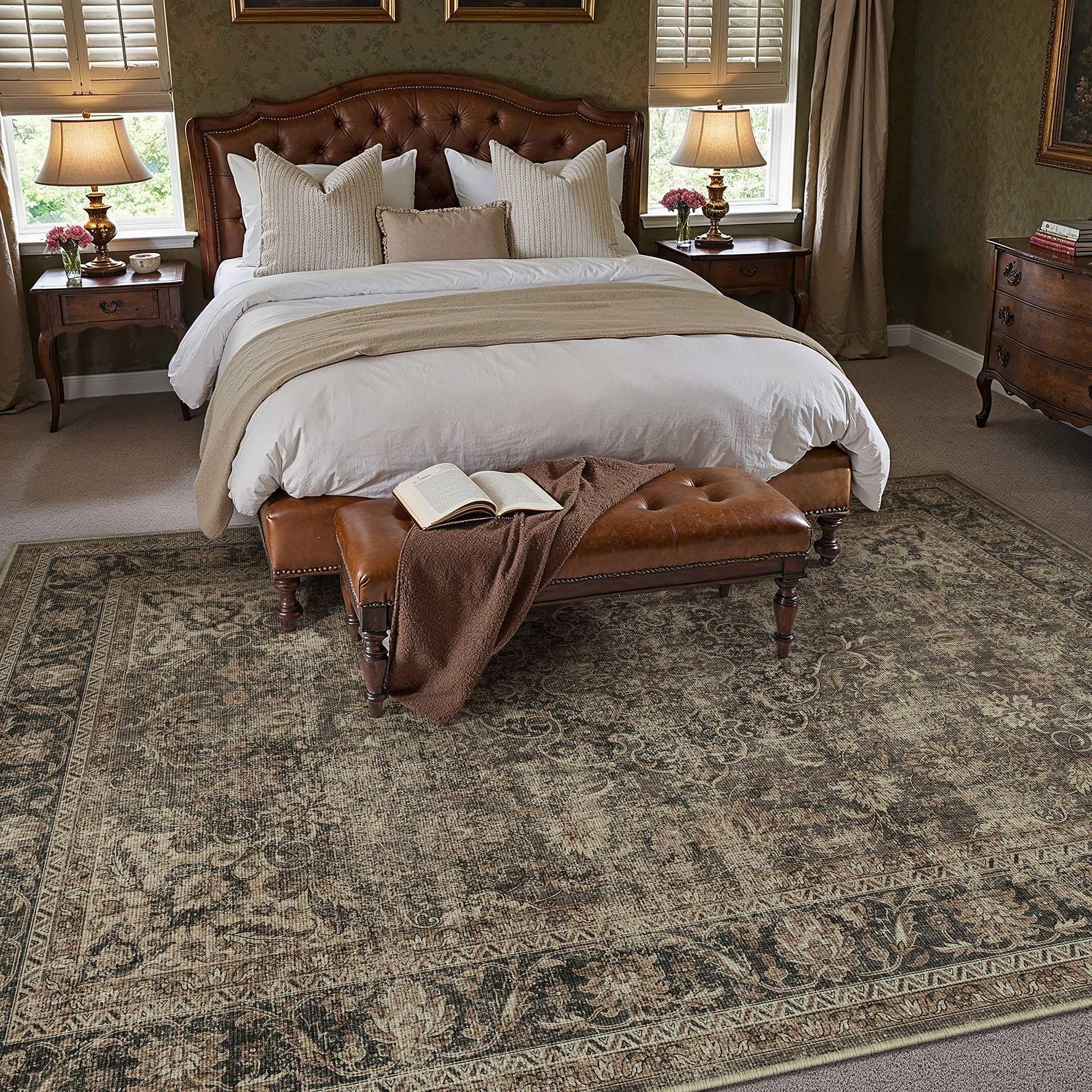 Amazon.com: WondRg 5x7 Washable Area Rug Brown Vintage Non Slip