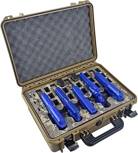 Estuche para pistola de 5 pistolas 18 cargadores Doro con inserto de espuma MyCaseBuilder personalizado, impermeable, resistente, soporte táctico